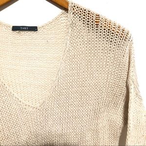 Tart Open Knit Half Sleeve V Neck Sweater
